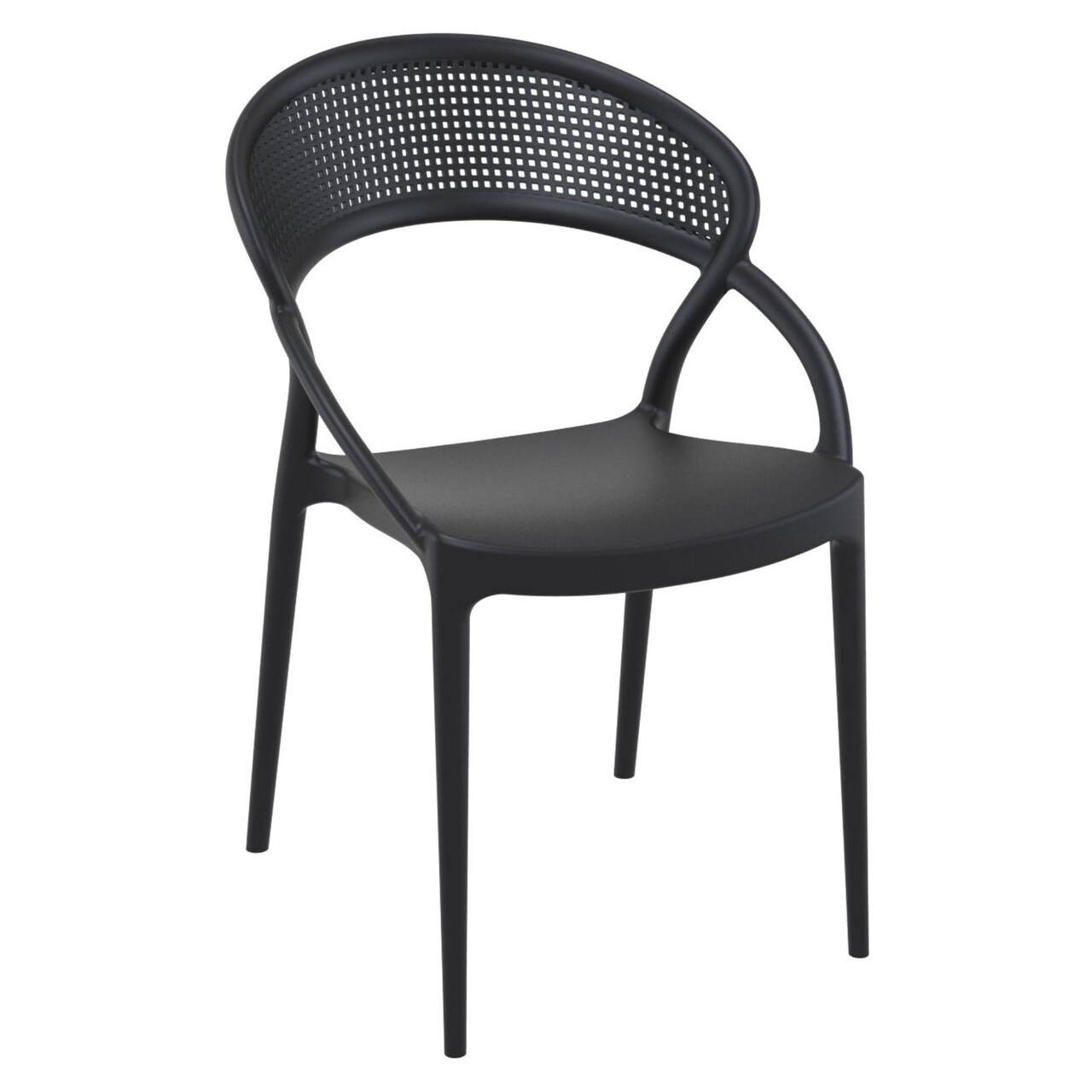 Luxury Commercial Living 32.25" Black Mesh Outdoor Patio Round Dining Chair